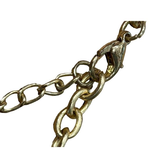 FAUX PEARL STATEMENT BUBBLE NECKLACE, GOLD TONE, IVORY Clear Blue White 23” - Picture 8 of 9